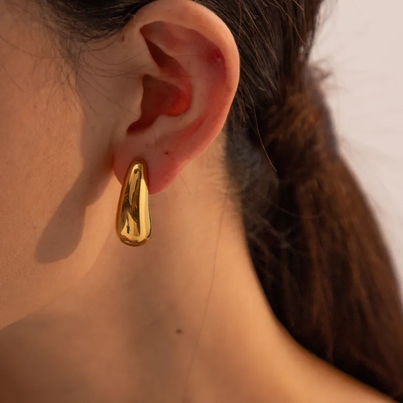 1 Pair Simple Style Classic Style Solid Color Plating 316 Stainless Steel 18K Gold Plated Earrings