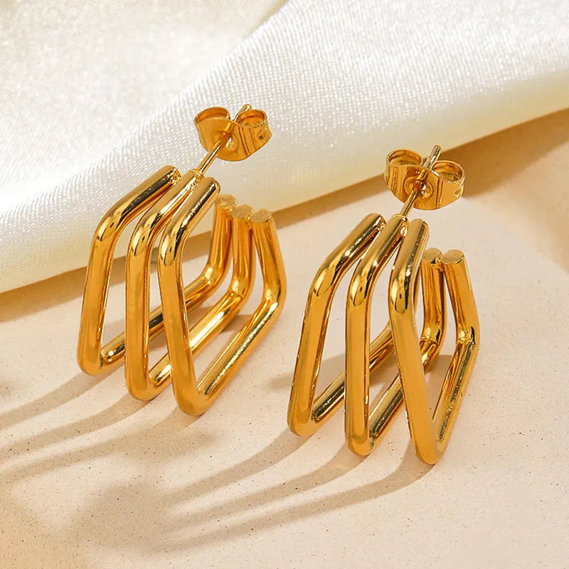 1 Pair Simple Style Classic Style Solid Color Plating Ferroalloy 18K Gold Plated Ear Studs