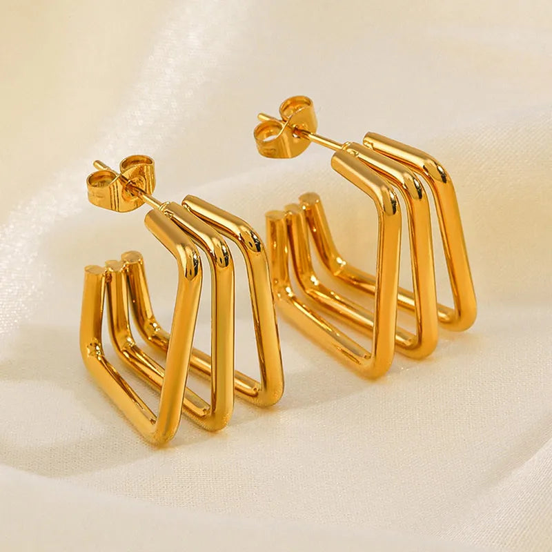 1 Pair Simple Style Classic Style Solid Color Plating Ferroalloy 18K Gold Plated Ear Studs