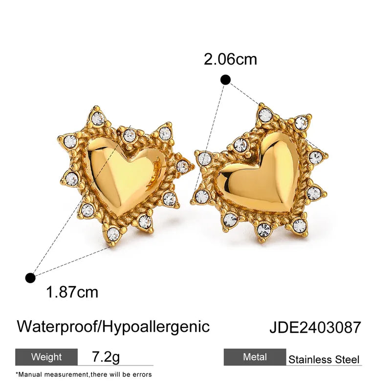 1 Pair Simple Style Classic Style Solid Color Plating Inlay 316 Stainless Steel Rhinestones 18K Gold Plated Ear Studs