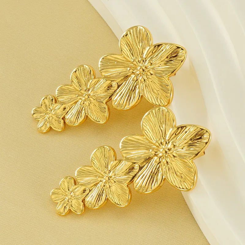 1 Pair Simple Style Classic Style Solid Color Plating Stainless Steel Gold Plated Ear Studs