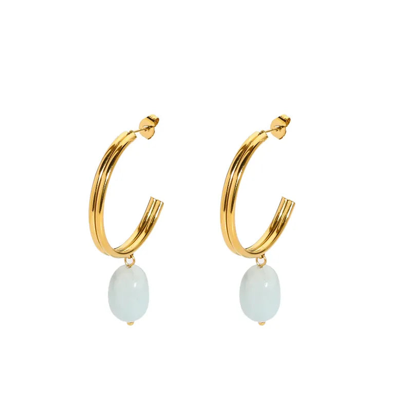 1 Pair Simple Style Classic Style Solid Color Polishing Plating 304 Stainless Steel 18K Gold Plated Drop Earrings