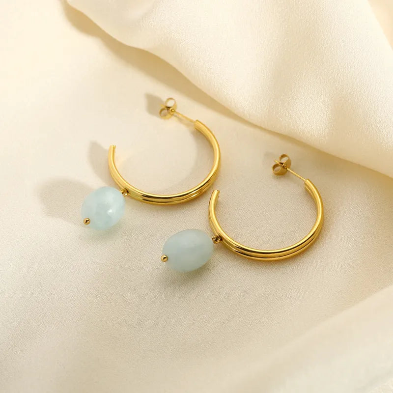 1 Pair Simple Style Classic Style Solid Color Polishing Plating 304 Stainless Steel 18K Gold Plated Drop Earrings