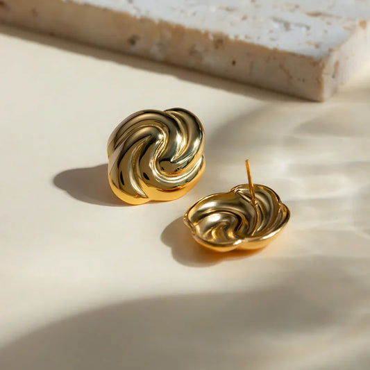 1 Pair Simple Style Classic Style Spiral Plating 304 Stainless Steel 18K Gold Plated Ear Studs