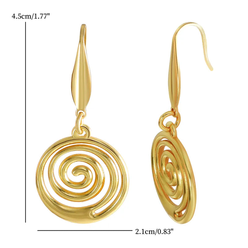 1 Pair Simple Style Classic Style Spiral Stripe 304 Stainless Steel Drop Earrings