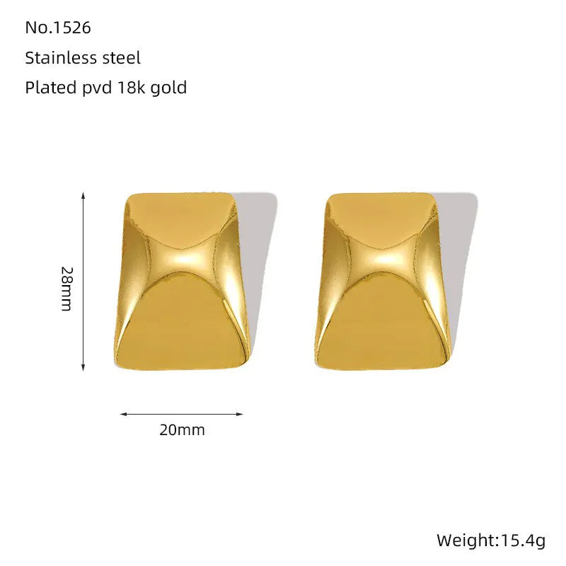 1 Pair Simple Style Classic Style Square 304 Stainless Steel 18K Gold Plated Ear Studs