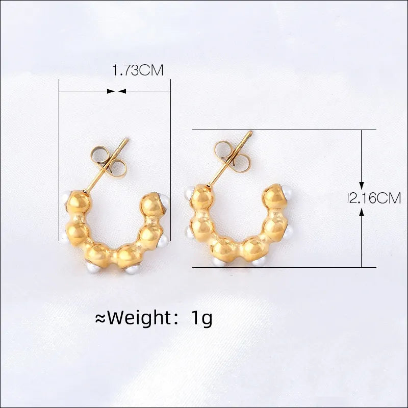 1 Pair Simple Style Classic Style Star Starry Sky Flame Inlay 304 Stainless Steel Pearl 18K Gold Plated Ear Studs