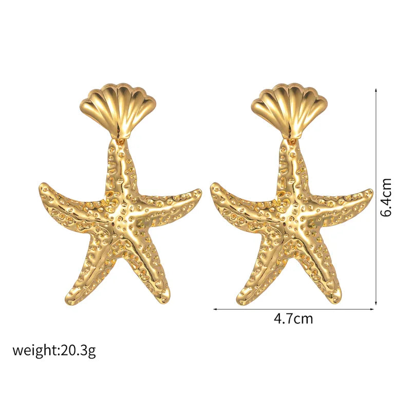 1 Pair Simple Style Classic Style Starfish 304 Stainless Steel Drop Earrings