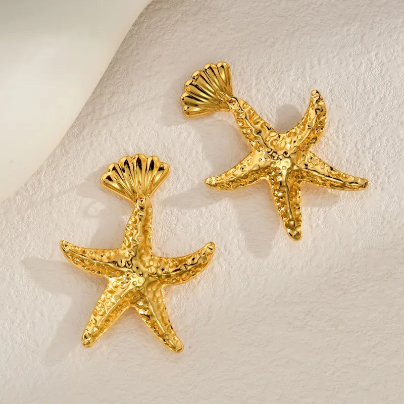 1 Pair Simple Style Classic Style Starfish 304 Stainless Steel Drop Earrings