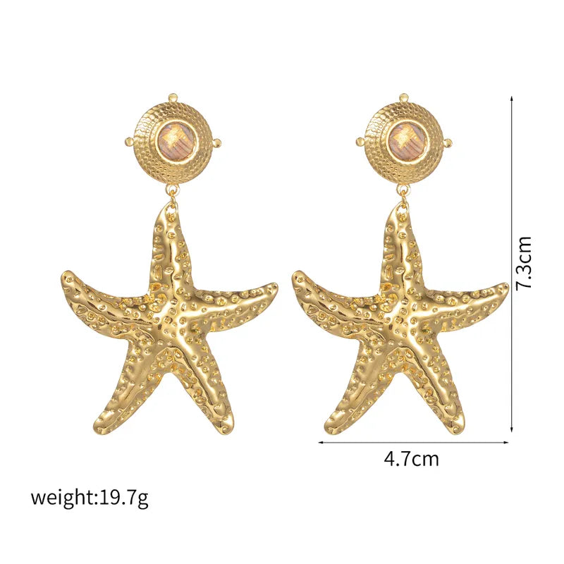 1 Pair Simple Style Classic Style Starfish Inlay 304 Stainless Steel Rhinestones Drop Earrings