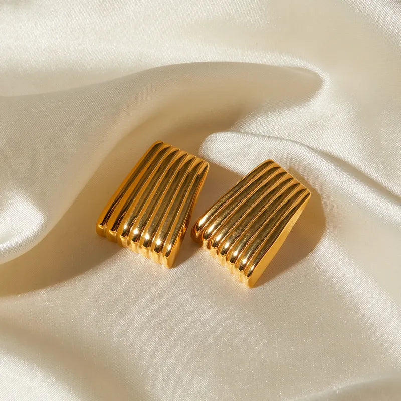 1 Pair Simple Style Classic Style Stripe Plating 316 Stainless Steel 18K Gold Plated Ear Studs