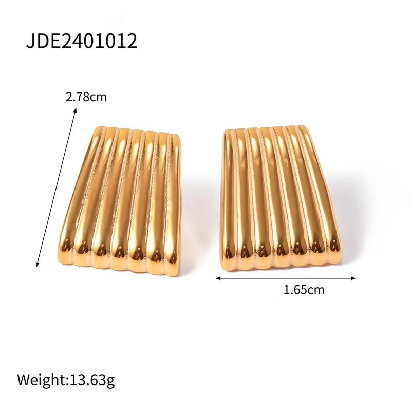 1 Pair Simple Style Classic Style Stripe Plating 316 Stainless Steel 18K Gold Plated Ear Studs