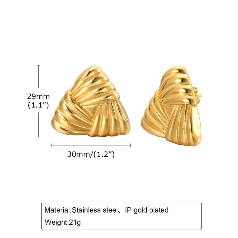 1 Pair Simple Style Classic Style Triangle Braid 201 Stainless Steel 18K Gold Plated Ear Studs