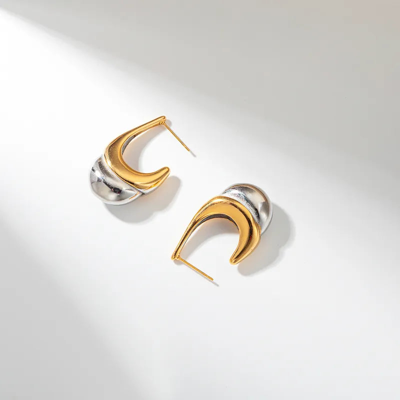 1 Pair Simple Style Classic Style U Shape Ice Cream Plating Three-dimensional 304 Stainless Steel 14K Gold Plated Ear Studs