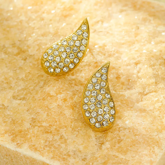 1 Pair Simple Style Classic Style Water Droplets Inlay 304 Stainless Steel Rhinestones Ear Studs