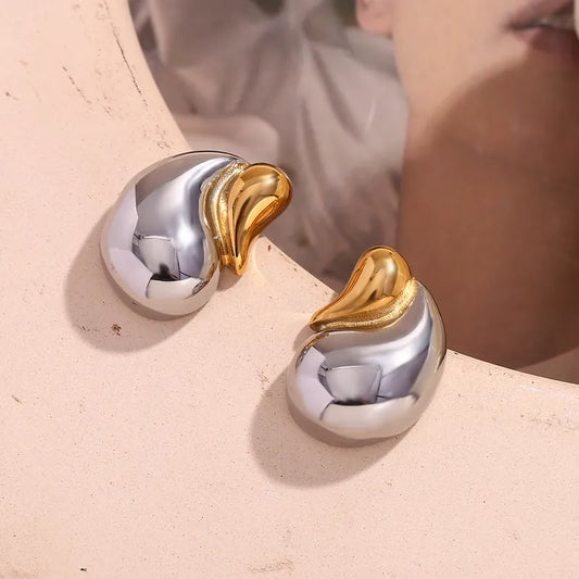 1 Pair Simple Style Classic Style Water Droplets Plating 304 Stainless Steel 18K Gold Plated Ear Studs