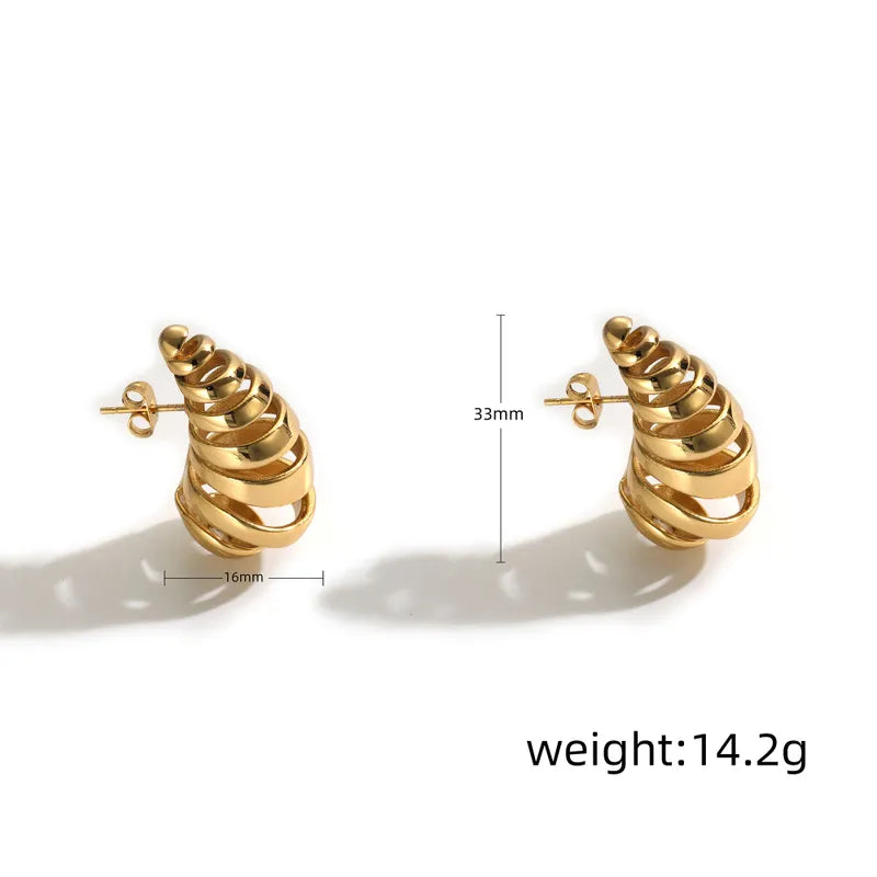 1 Pair Simple Style Classic Style Water Droplets Water Drop Hollow Out 304 Stainless Steel 18K Gold Plated Ear Studs