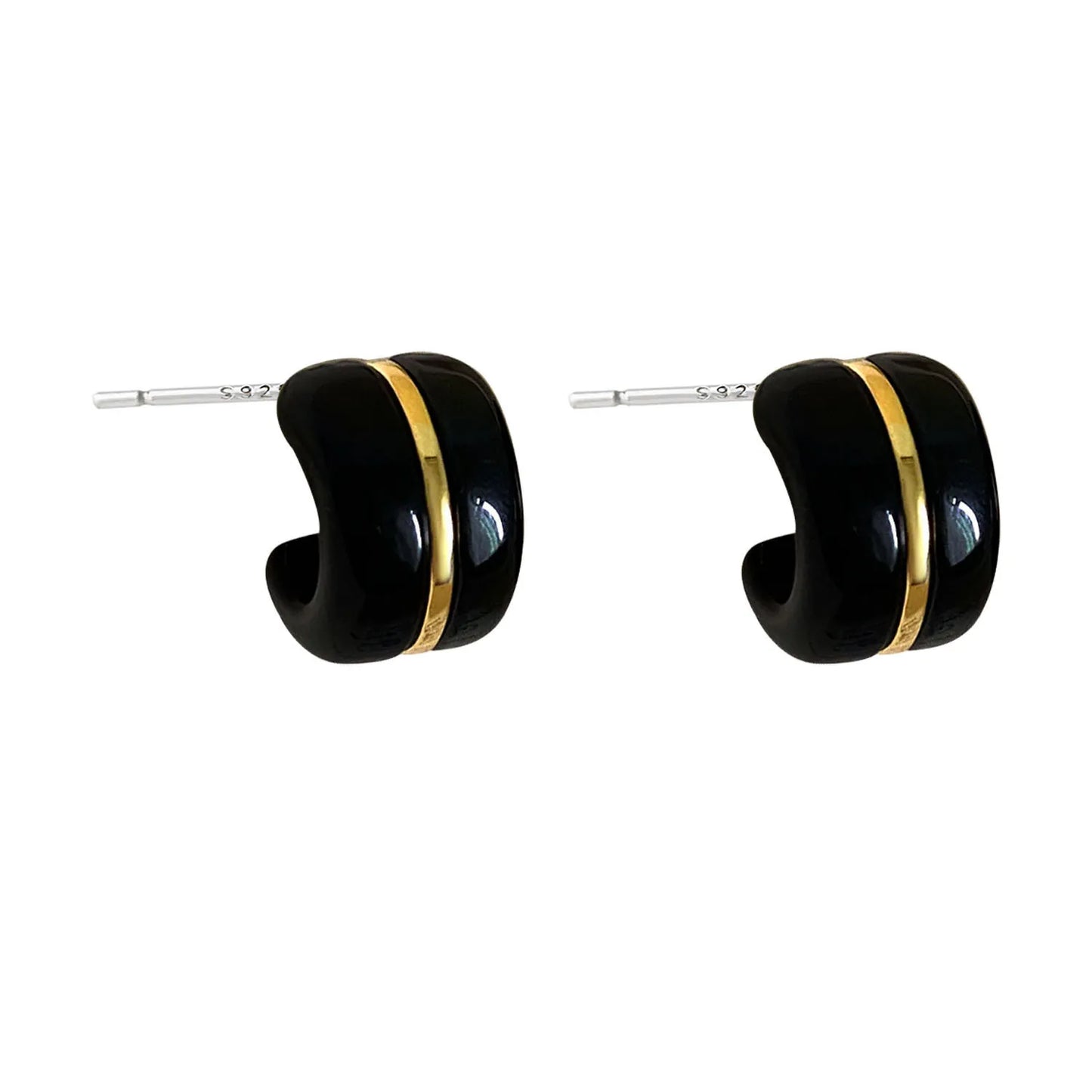 1 Pair Simple Style Commute C Shape Enamel Plating Copper 18K Gold Plated Ear Studs