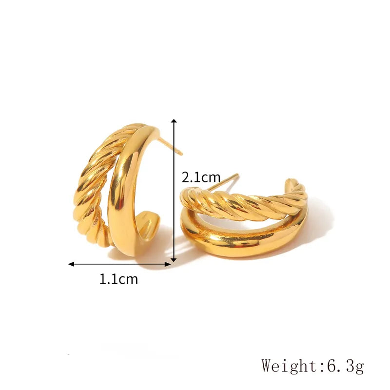 1 Pair Simple Style Commute C Shape Solid Color 304 Stainless Steel 18K Gold Plated Ear Studs