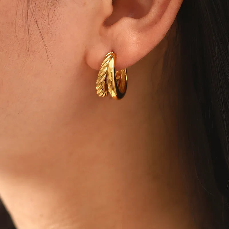 1 Pair Simple Style Commute C Shape Solid Color 304 Stainless Steel 18K Gold Plated Ear Studs