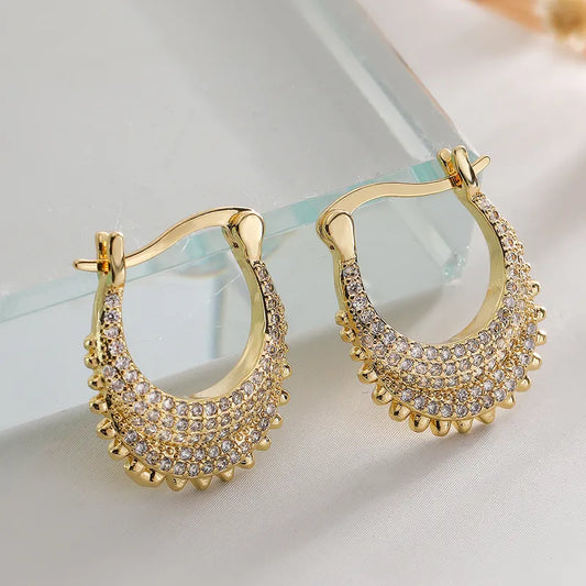 Simple Style Commute Geometric Inlay Copper Zircon 18K Gold Plated Earrings Ear Studs\