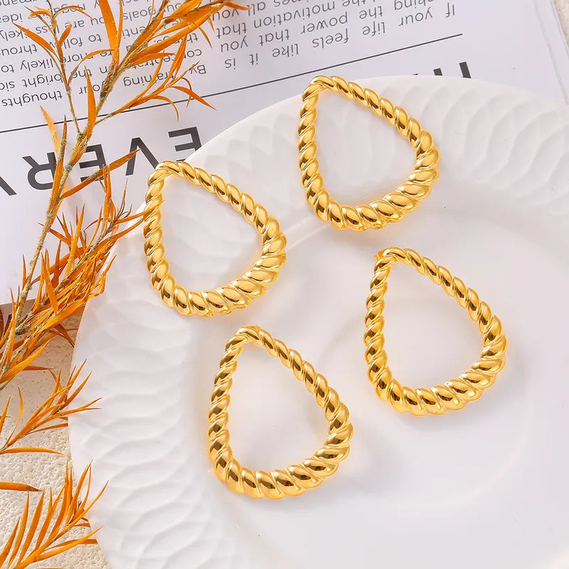 1 Pair Simple Style Commute Lines Twist Plating 304 Stainless Steel 18K Gold Plated Ear Studs