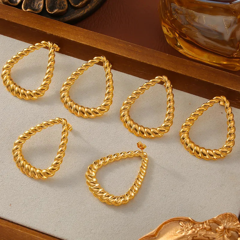 1 Pair Simple Style Commute Lines Twist Plating 304 Stainless Steel 18K Gold Plated Ear Studs