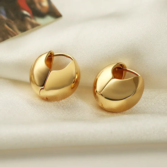 1 Pair Simple Style Commute Solid Color Plating Copper 18k Gold Plated Hoop Earrings