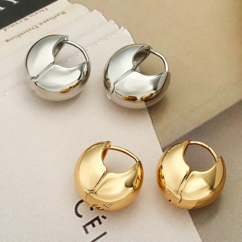 1 Pair Simple Style Commute Solid Color Plating Copper 18k Gold Plated Hoop Earrings