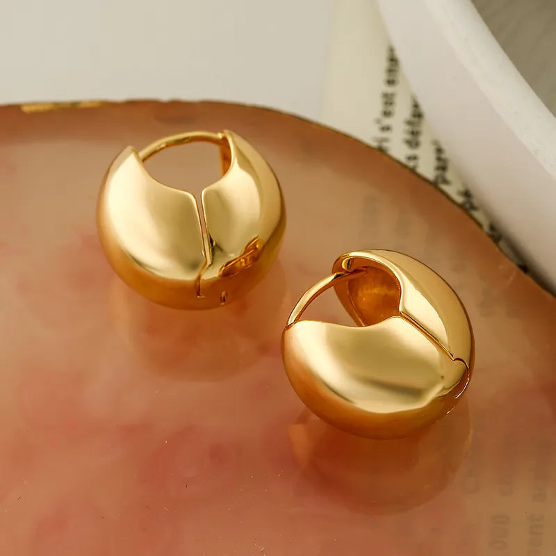 1 Pair Simple Style Commute Solid Color Plating Copper 18k Gold Plated Hoop Earrings