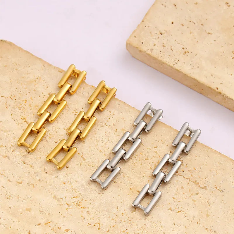 1 Pair Simple Style Commute Square 304 Stainless Steel 316 Stainless Steel 18K Gold Plated Drop Earrings