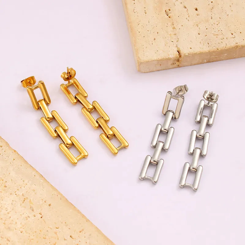 1 Pair Simple Style Commute Square 304 Stainless Steel 316 Stainless Steel 18K Gold Plated Drop Earrings