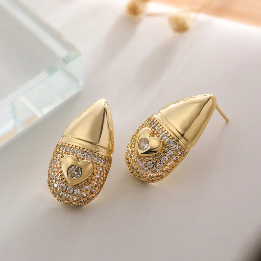 Simple Style Commute Star Water Droplets Inlay Copper Zircon 18K Gold Plated Ear Studs