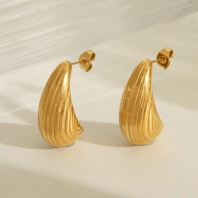 1 Pair Simple Style Commute Water Droplets 304 Stainless Steel 18K Gold Plated Ear Studs