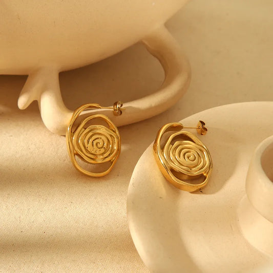 1 Pair Simple Style Cool Style Solid Color Plating 304 Stainless Steel 18K Gold Plated Ear Studs