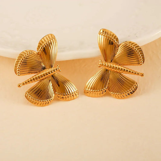 1 Pair Simple Style Dragonfly 304 Stainless Steel 18K Gold Plated Ear Studs