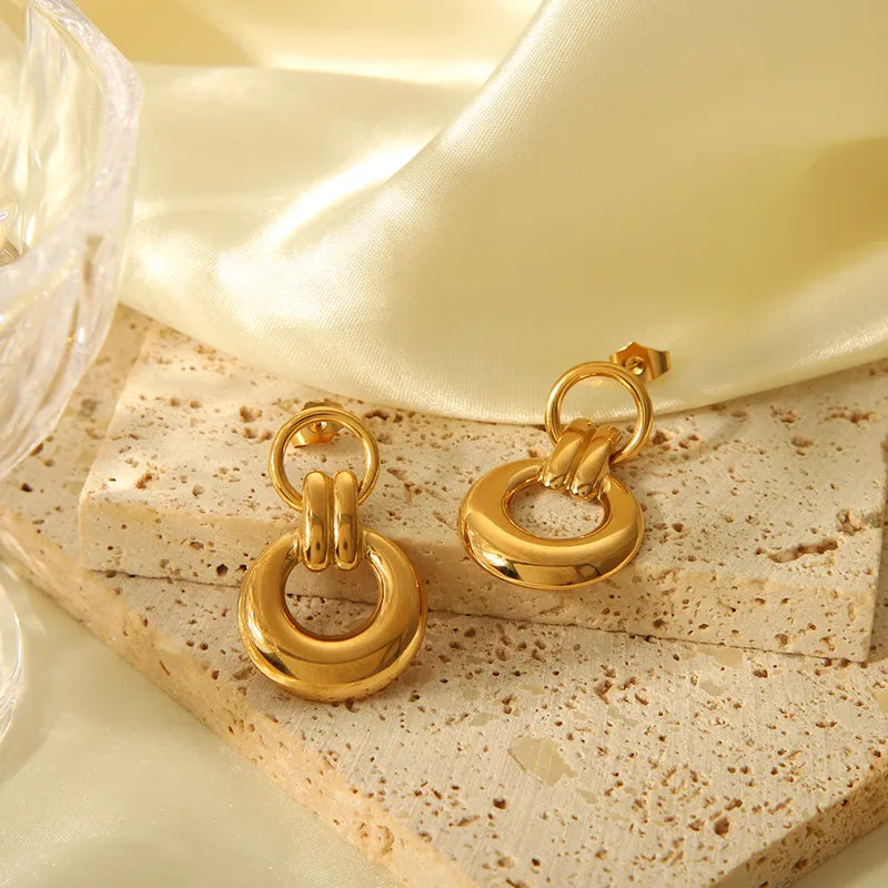 1 Pair Simple Style Geometric Plating 304 Stainless Steel 18K Gold Plated Drop Earrings