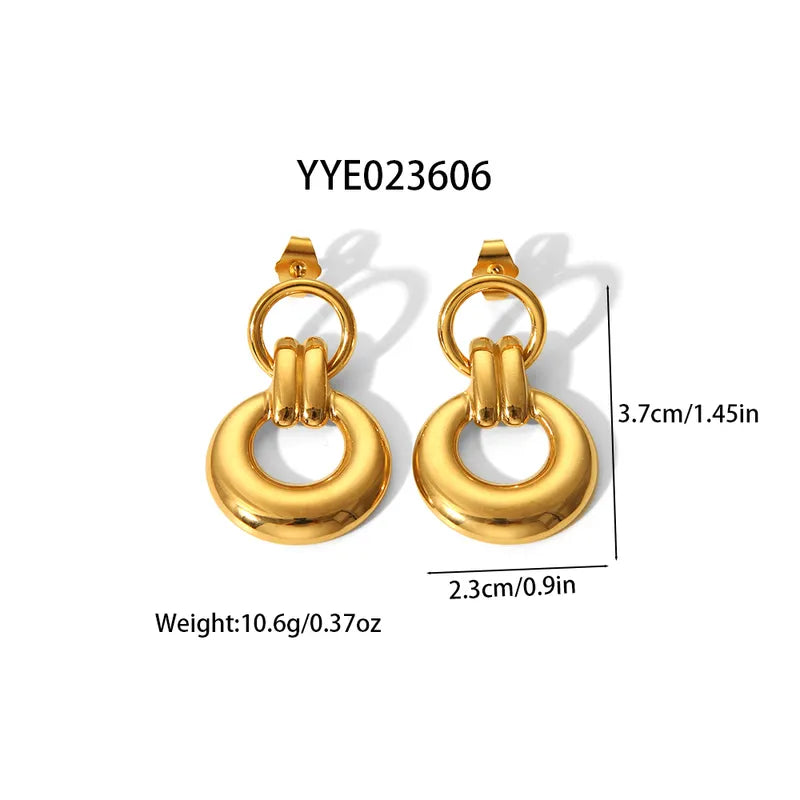 1 Pair Simple Style Geometric Plating 304 Stainless Steel 18K Gold Plated Drop Earrings