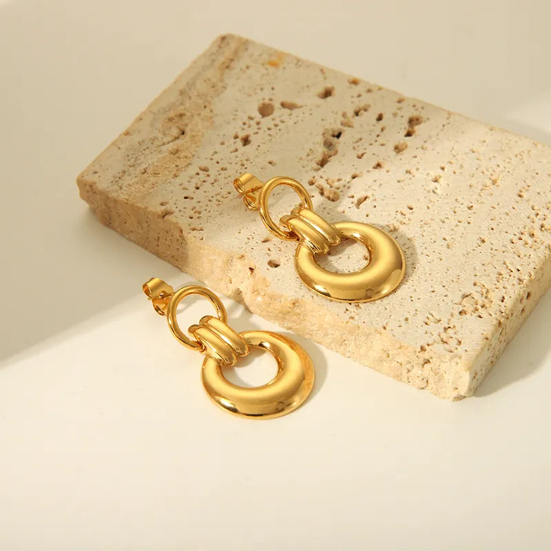 1 Pair Simple Style Geometric Plating 304 Stainless Steel 18K Gold Plated Drop Earrings