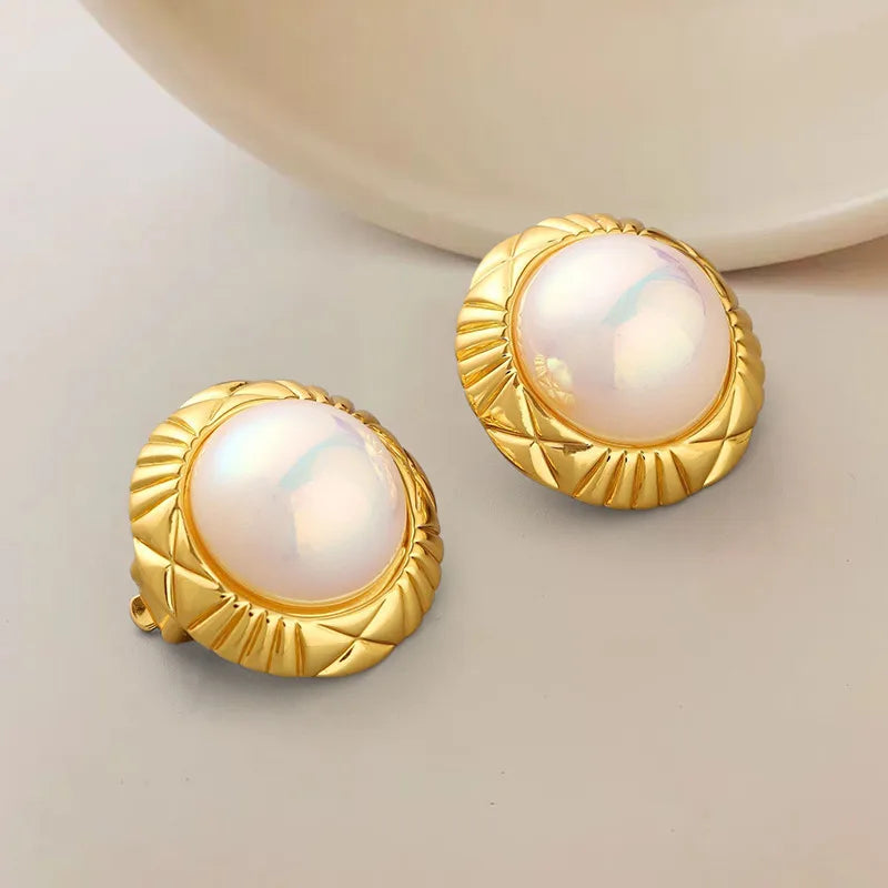 1 Pair Simple Style Geometric Plating Inlay Copper Artificial Pearls Ear Cuffs