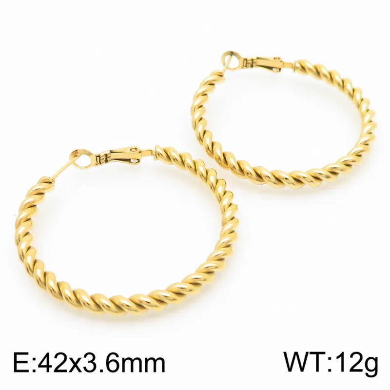 1 Pair Simple Style Geometric Round 304 Stainless Steel 18K Gold Plated Hoop Earrings