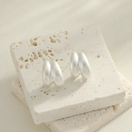 1 Pair Simple Style Geometric Water Droplets Plating Copper Silver Plated Ear Studs