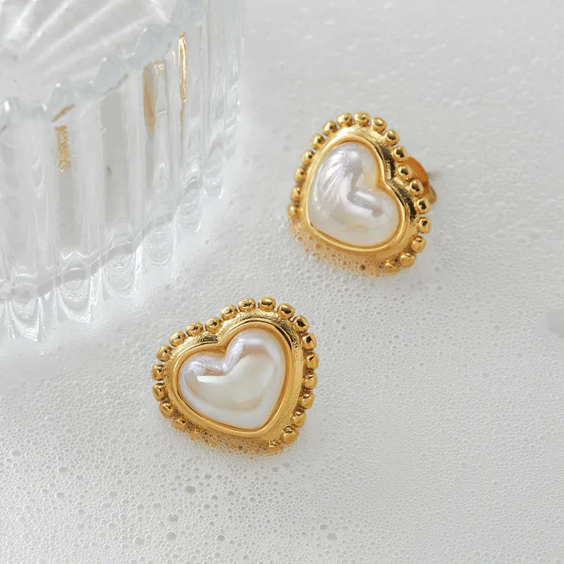 1 Pair Simple Style Heart Shape 316 Stainless Steel 16K Gold Plated White Gold Plated Gold Plated Ear Studs