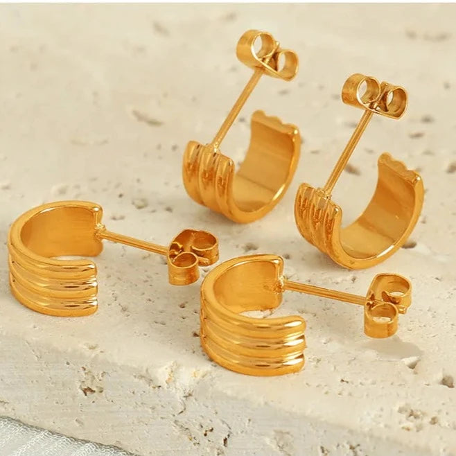 1 Pair Simple Style IG Style C Shape Polishing 304 Stainless Steel 18K Gold Plated Ear Studs