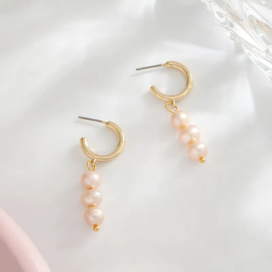 1 Pair Simple Style Irregular Round Plating Inlay Copper Artificial Pearls Drop Earrings