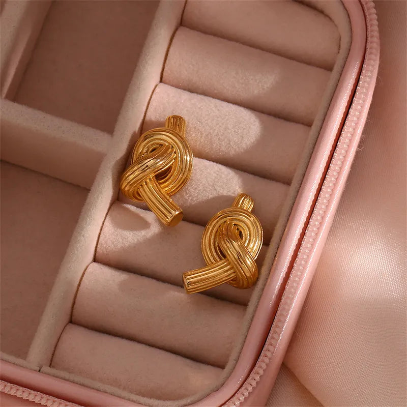 1 Pair Simple Style Knot 304 Stainless Steel 18K Gold Plated Ear Studs