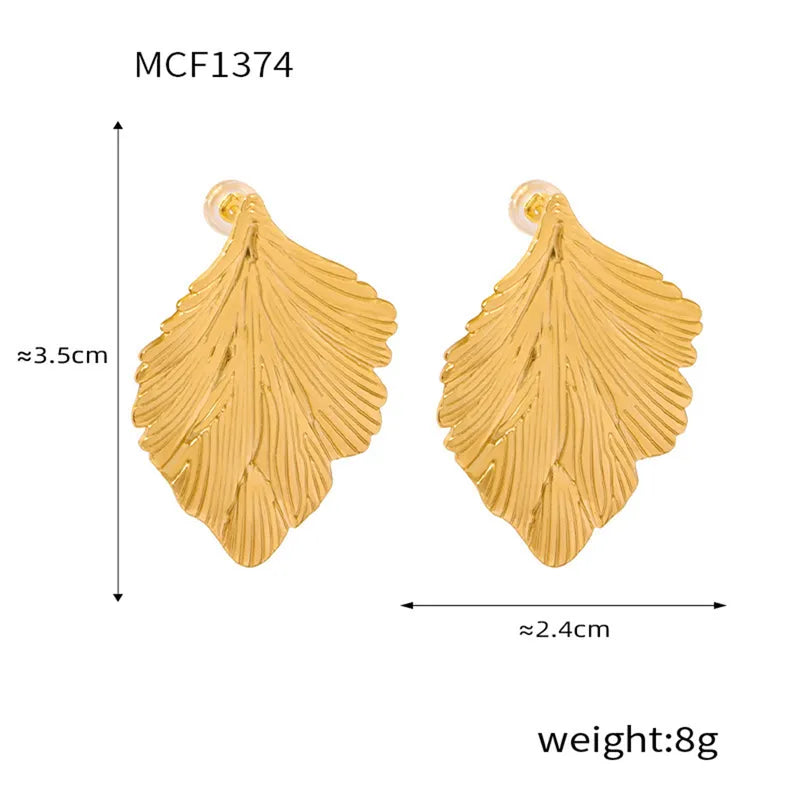 1 Pair Simple Style Leaves Titanium Steel 18K Gold Plated Ear Studs