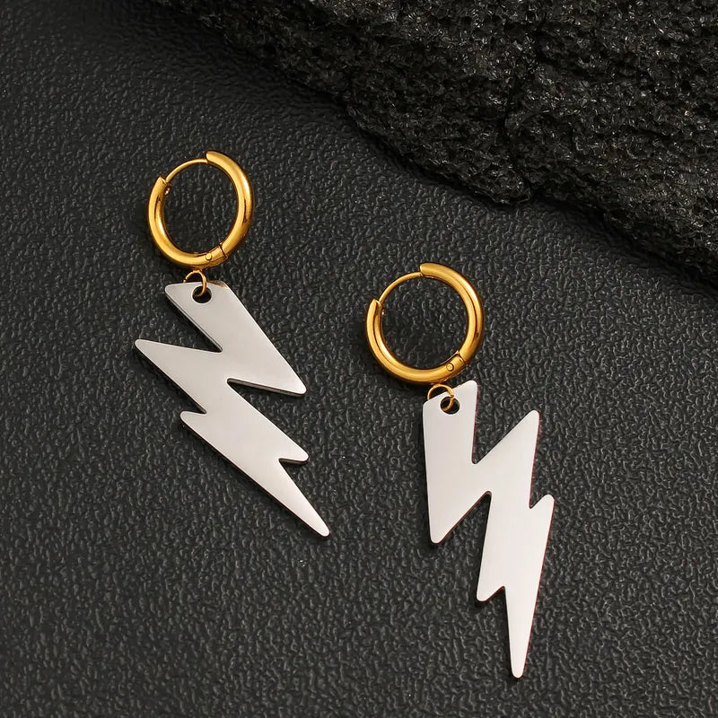 1 Pair Simple Style Lightning 304 Stainless Steel 316 Stainless Steel 18K Gold Plated Drop Earrings