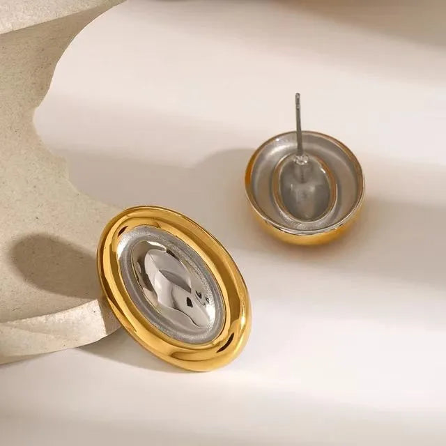 1 Pair Simple Style Oval Polishing 304 Stainless Steel 18K Gold Plated Ear Studs