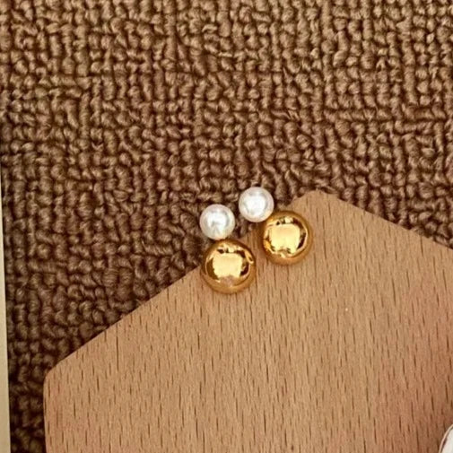 1 Pair Simple Style Round Pearl Sterling Silver Ear Studs